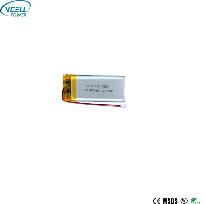 Batterie au lithium polymère de conception étroite 631450 3,7 V 370 mAh